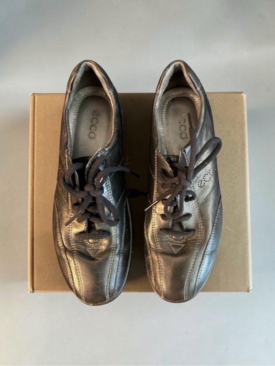 Ecco Shoes - Ecco Black Leather Lace-Up Casual Sneakers, SZ 40 / 9